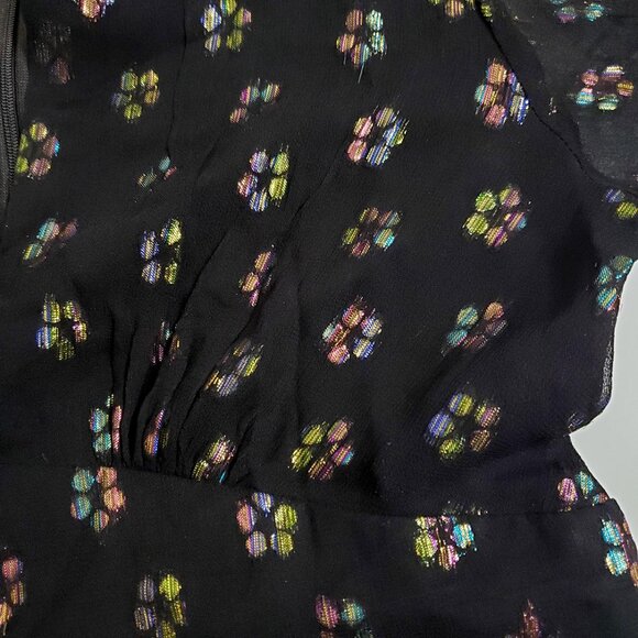 Oliphant Kala Maxi Dress XS Black Metallic Floral Balloon Sleeve Tuckernuck - Picture 6 of 11